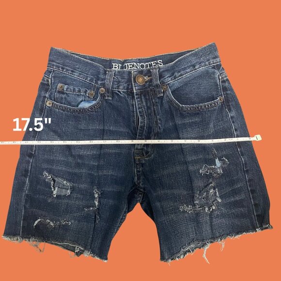 Bluenotes Distressed High-Rise Denim Shorts – Dark Wash, Women’s Size 28 - Picture 6 of 9